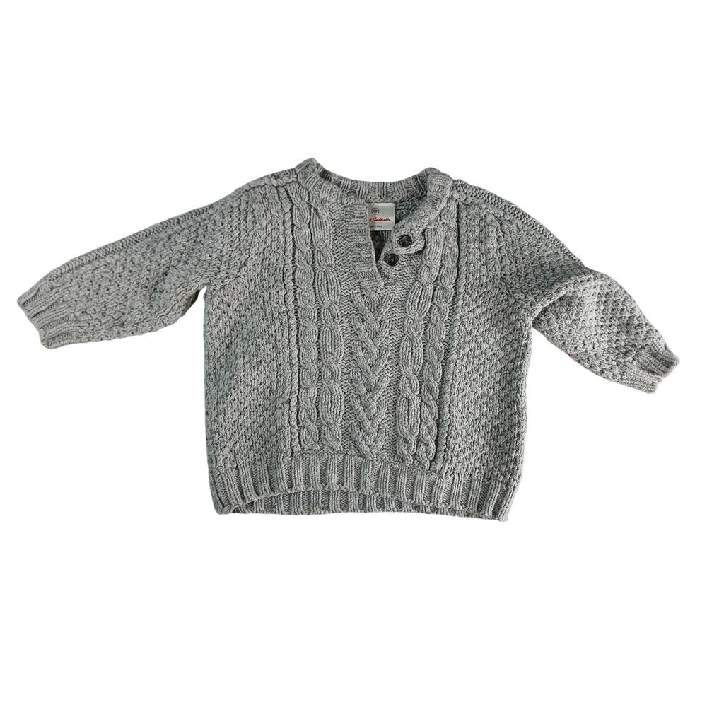 Hanna Andersson Sweater 80 US 18-24 Months Gray Knit Nordic Wool Blend Pullover
